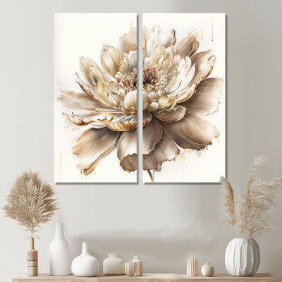 Single Beige Flower I - Beige Canvas Prints 2 Pieces