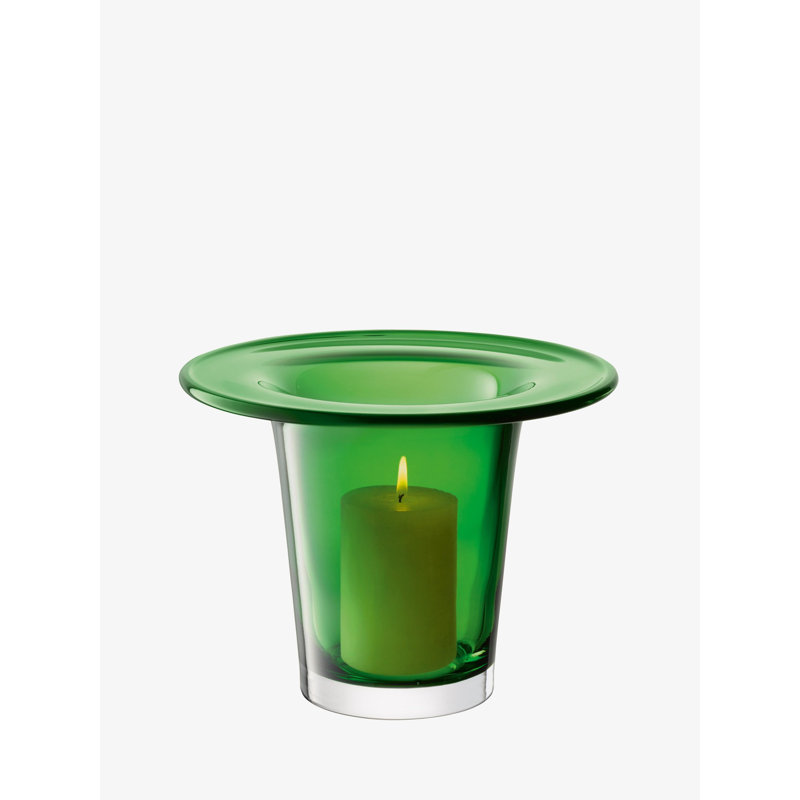 Victoria Glass Candle Holder, 7.4" H x 10.47" W x 10.47" D, Fern Green