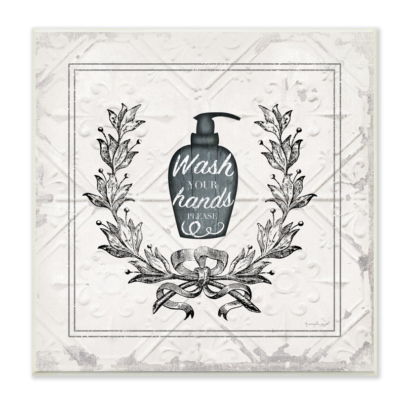 «Wash Your Hands Veuillez Exposer», impression sur bois, Plaque murale, H 12 po x l 12 po x P 0,5 po