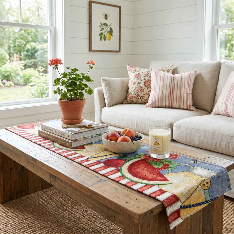 Jaron Fruity Drinks Watermelon Lemonade Woven Tapestry Table Runner, 54" W x 13" L