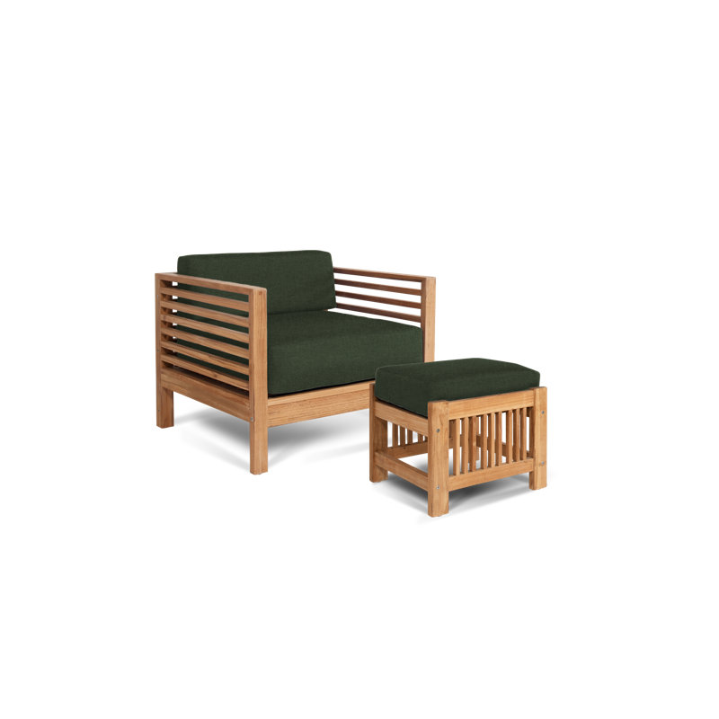 Ensemble de mobilier de jardin en teck 2 pièces Kaydrie Soleil, Sunbrella® Play Jungle
