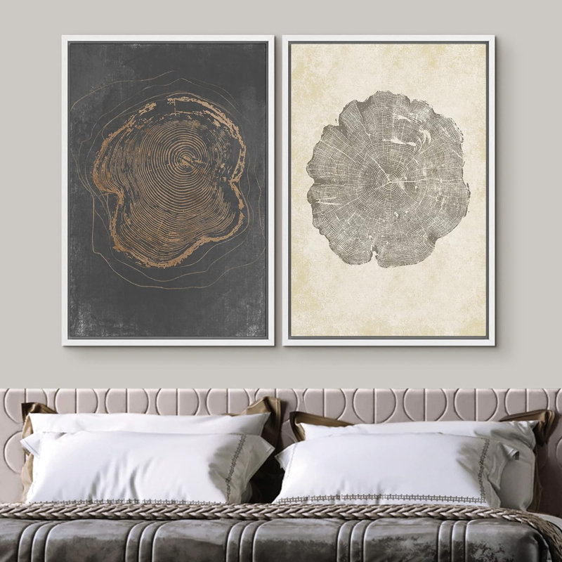 «Pastel Grungeest Tree Rings», 2 pièces, Blanc, H 36 po x l 24 po