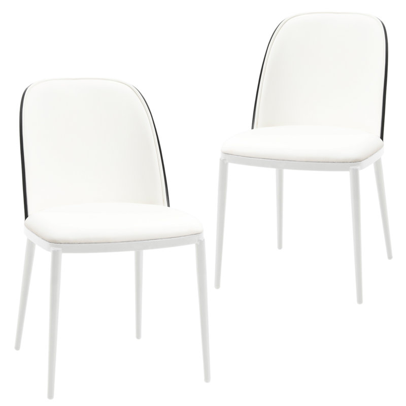 Kelce Full Back Side Chair, Noir / blanc, Ensemble de 2