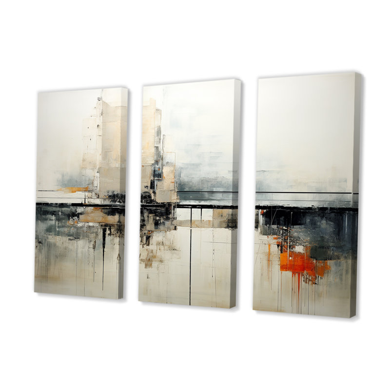 «Abstract Black Beige Road Collage II», ensemble de décorations murales abstraites, H 40 po x l 60 po x P 1 po
