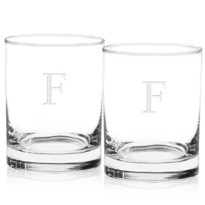  Culver Deep Etched Letter Monogram 14 oz. Whiskey Glass