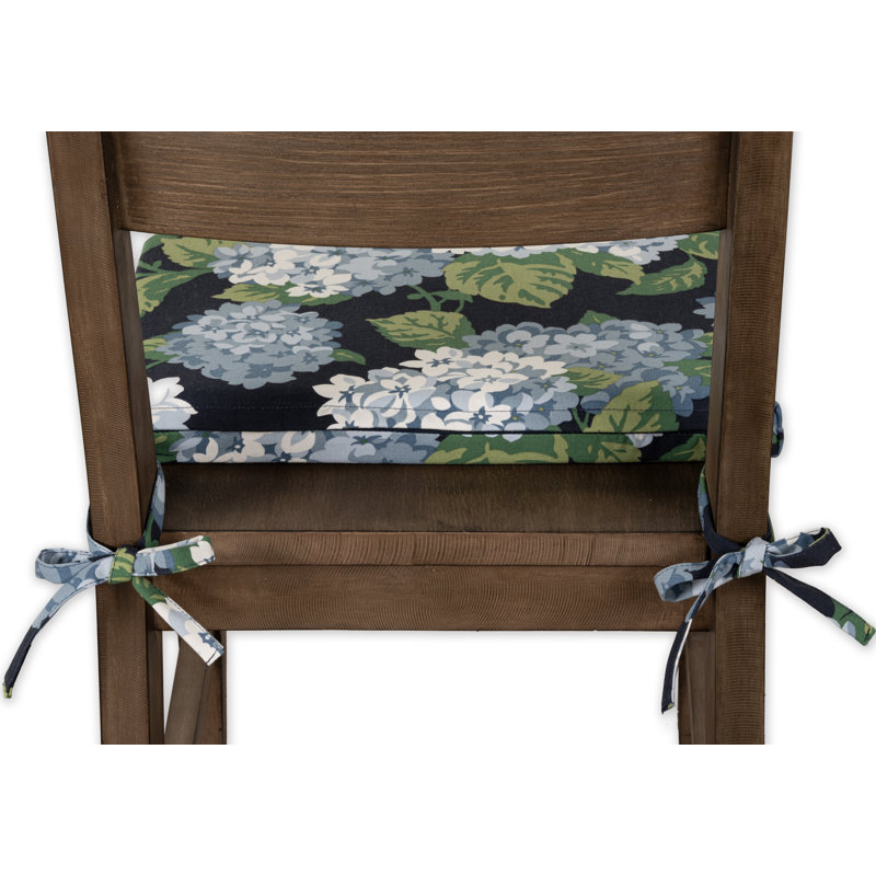 Birch Lane Summerwind Indigo 2" Floral Dining Chair Seat Pad with Ties