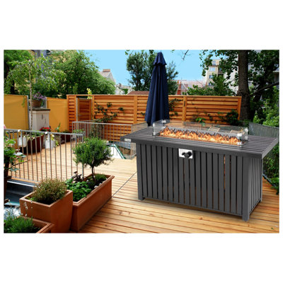 Rectangle Steel Natural Gas Fire Pit Table