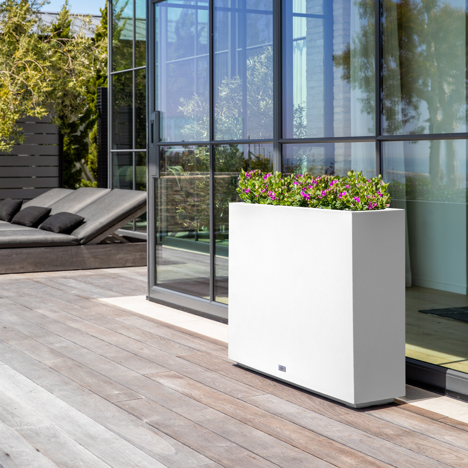 Block Series Planter Box, White, 30” H x 38” W x 10” D