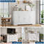 Buffet 55 po, commode en bois avec tablettes réglables, console avec crédence et armoire de plancher, blanc-424637905