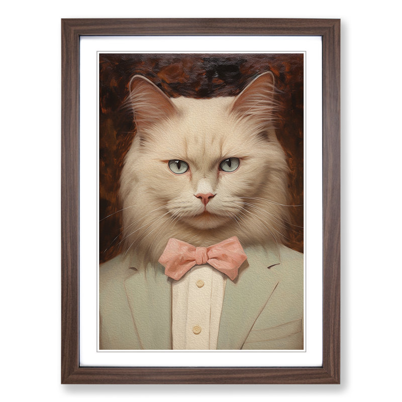 Ragdoll Cat Dadaism - Single Picture Frame Print on Wood, Walnut Framed, 46cm H x 34cm W x 2cm D