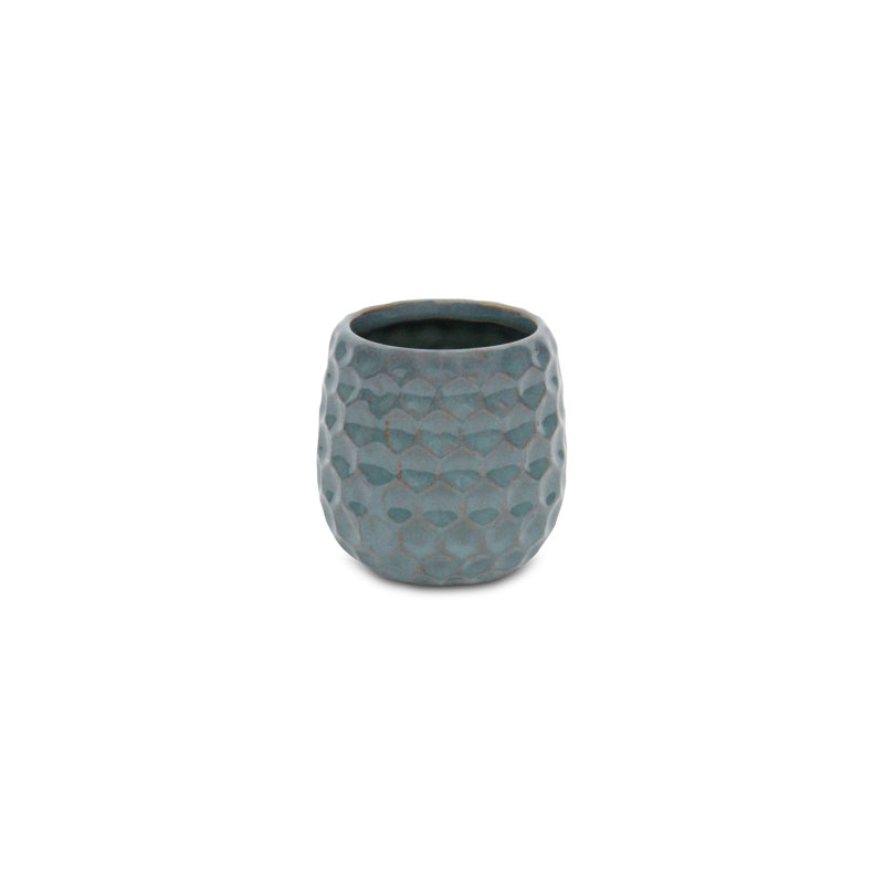 Eddins Handmade Ceramic Pot Planter, Blue, 3.25" H x 2.75" W x 5.75" D