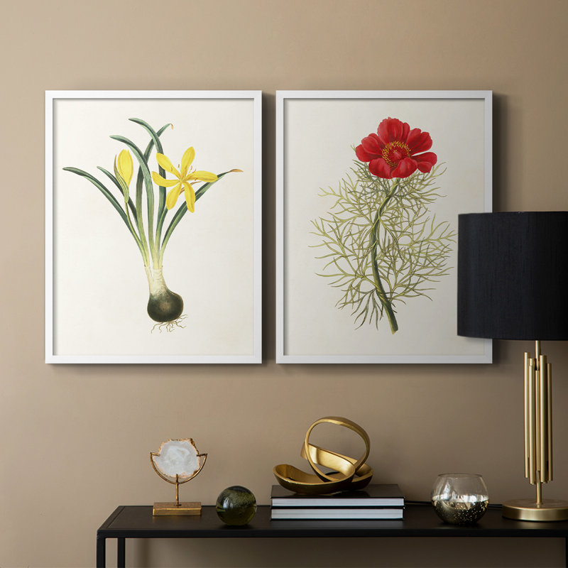 «Flowers of the Seasons VI», reproduction encadrée de qualité supérieure - prête à être accrochée - aucun clou requis - aucun clou requis