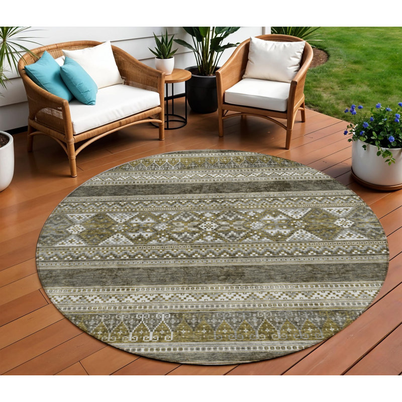 Tapis rond 8 po beige taupe beige