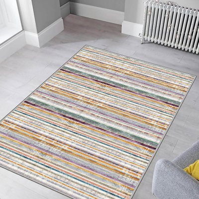 Luxurious 3D Printed Woven Carpet, 55.1 x 86.6 inches | 100% Polyester, Antibacterial, Machine Washable | Non-Slip PVC Felt Dot Underside, 0.3 in Pile Height | Perfect for Living Room, Bedroom & Home Decor