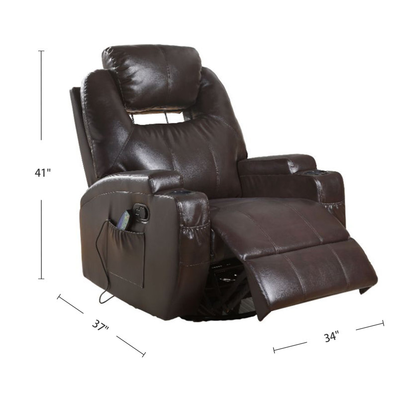 Faux Leather Power Recliner, Brown Faux Leather