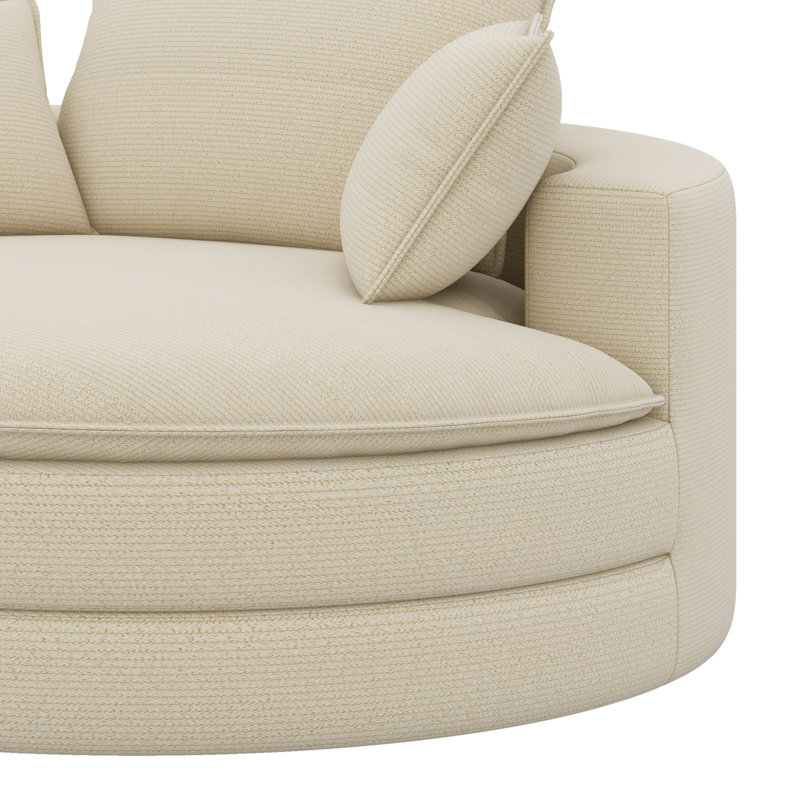 360° Swivel Sofa Chair Accent Barrel Chair Swivel Round Chair With Dual-Layer Cushion Design And 3 Removable Pillows, Beige