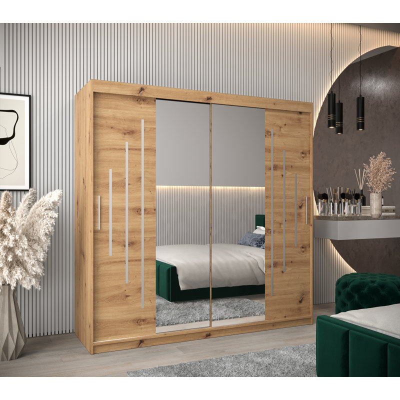 Aubrye 2 Door Manufactured Wood Wardrobe, Artisan Oak