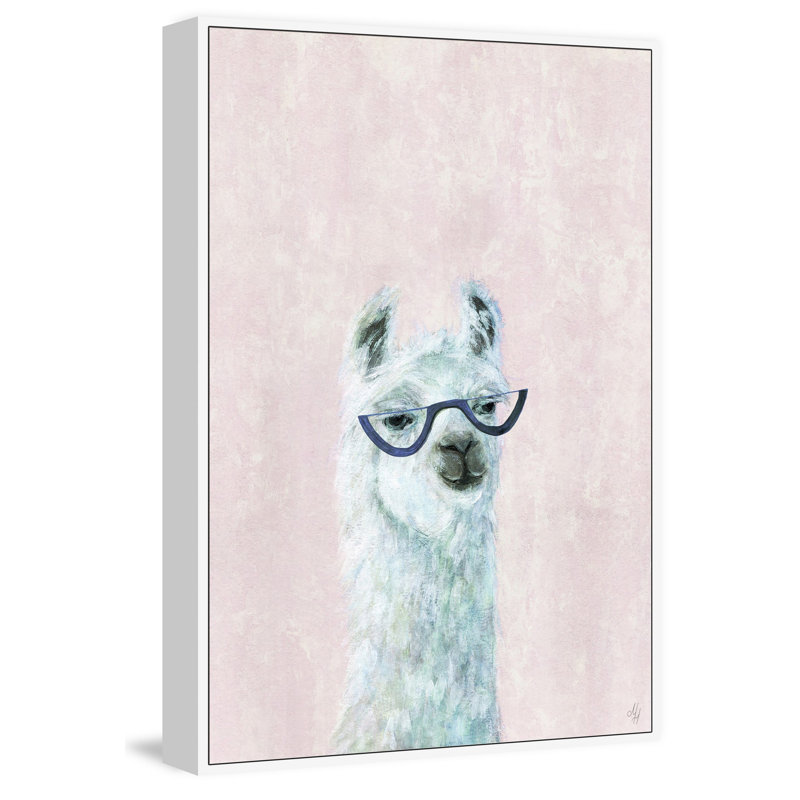 « Posh Llama II » (lama chic), reproduction imprimée sur toile tendue, H 18 po x l 12 po x P 1,5 po, Cadre blanc