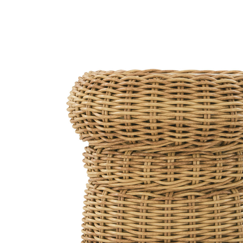 Table d'appoint 37 po en osier tissé à la main toutes saisons avec structure en acier