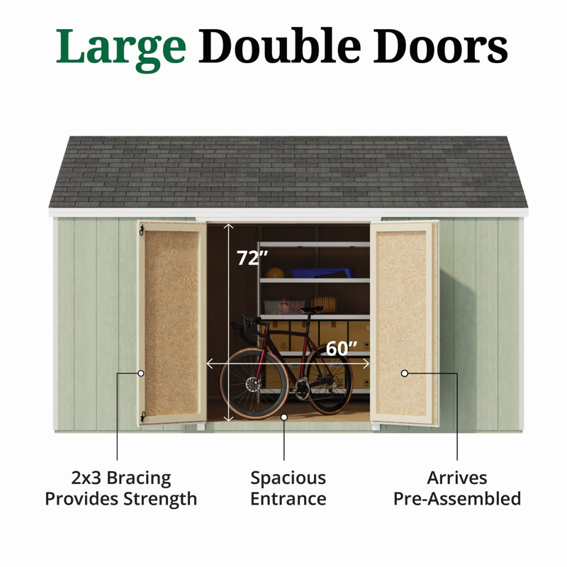 Value Gable Shed With Side Entry, 106.5'' H x 144'' W x 168'' D, Yes