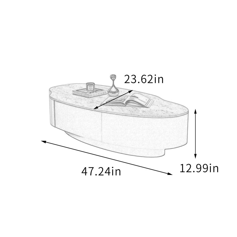 Table basse de salon Modern Creativité, H 12,99 po x L 47,24 po x l 23,62 po, Black