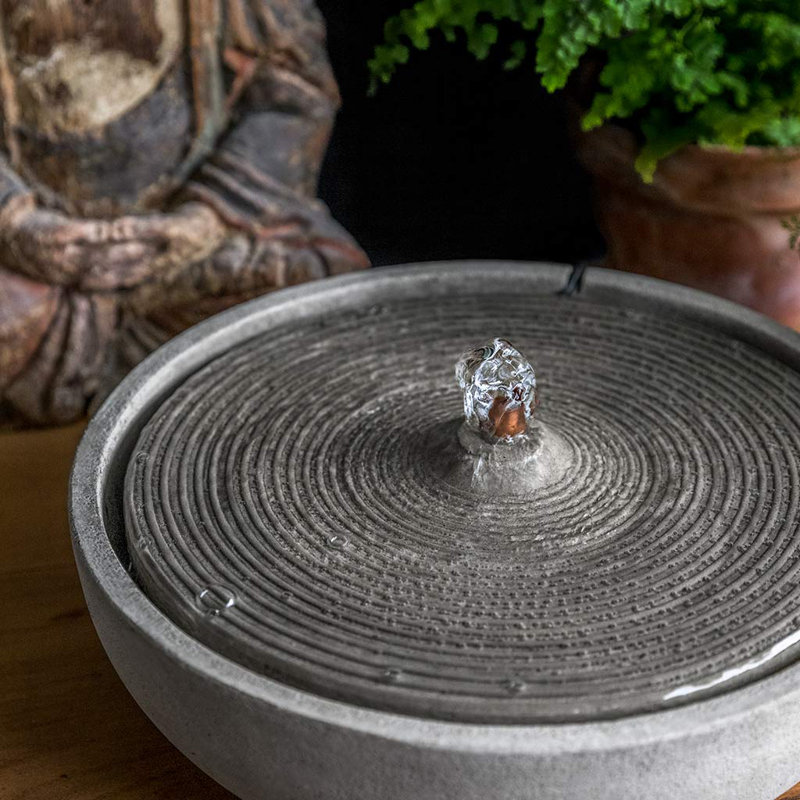 Fontaine ondulée en béton, H 6,25 po x l 14,25 po x P 17,25 po, Pierre alpine