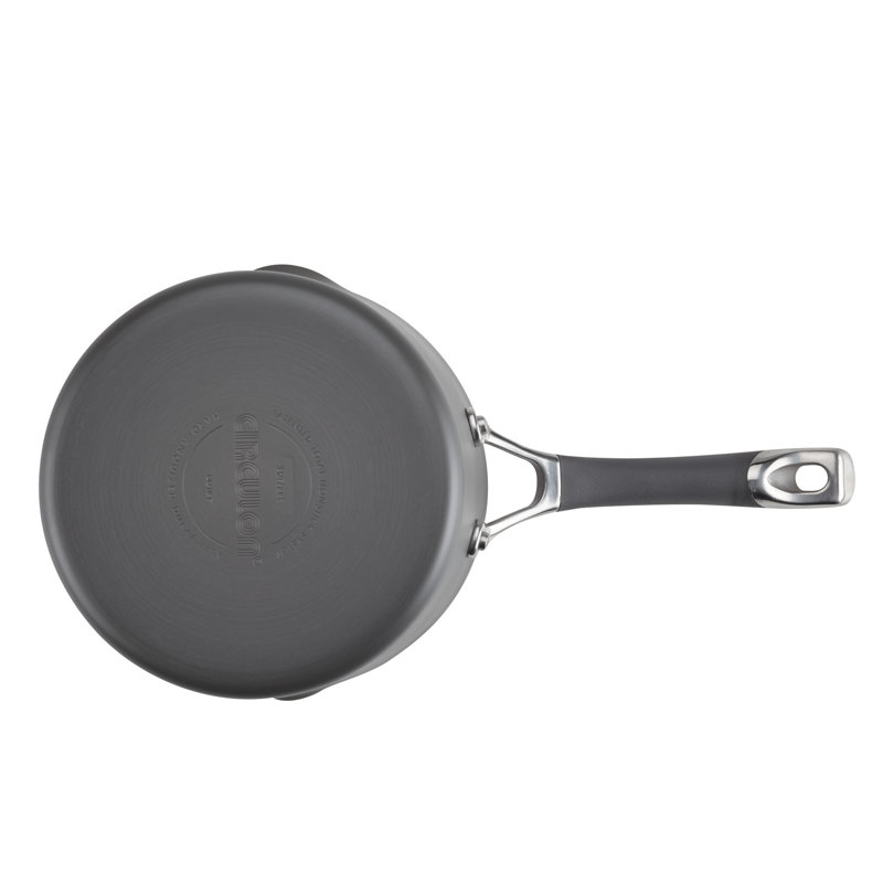 Radiance Gray 3 Quart Hard-Anodized Aluminum Nonstick Saucepan with Pour Spout