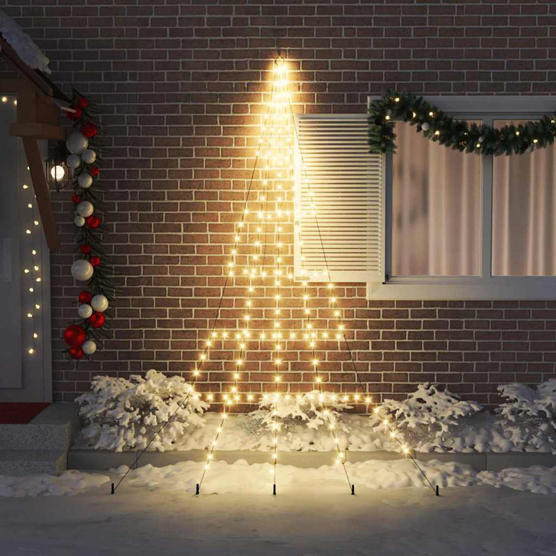  LED Christmas Tree with Ground Spikes 300 cm Metal, Warm White