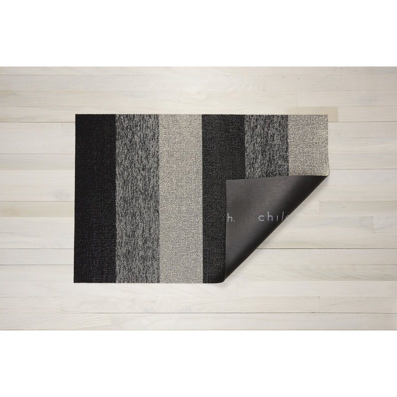 Striped Indoor / Outdoor Doormat, 0.6cm H x 91cm W x 152cm L, Black/Gray
