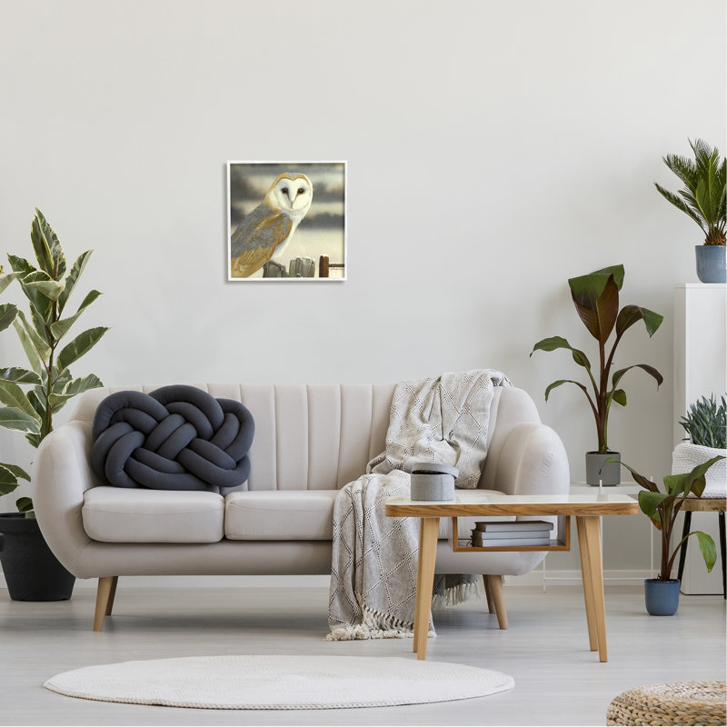 Grange, hibou, regard, perché, Niveous, campagne, giclée, ensemble d'art texturé par Alan Weston, L 17 po x H 17 po