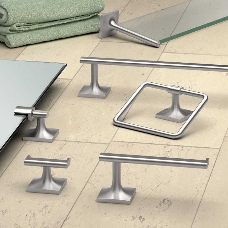 Porte-serviettes de salle de bain mural 24 po Waterline, Nickel satiné
