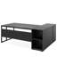 Bureau de direction en L 71 po avec armoire de rangement et tablettes, grand bureau d'ordinateur industriel, poste de travail professionnel avec meuble pour imprimante et support pour unité centrale, noir