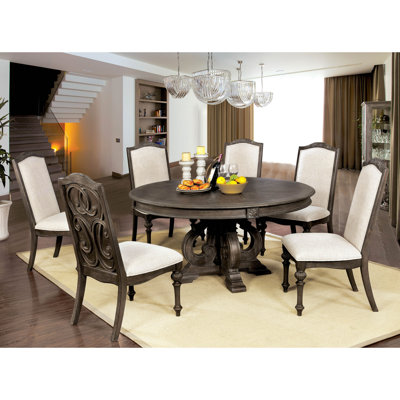 Mohall 7-Piece Round Dining Set with Upholstered Chairs