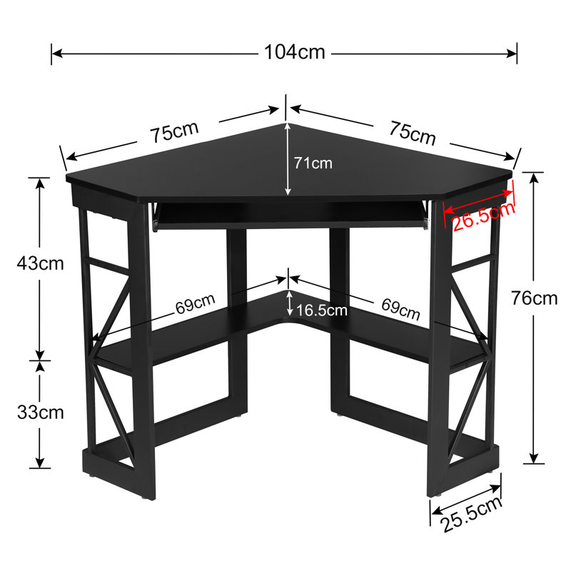 Lambrecht Corner Computer Desk, Black