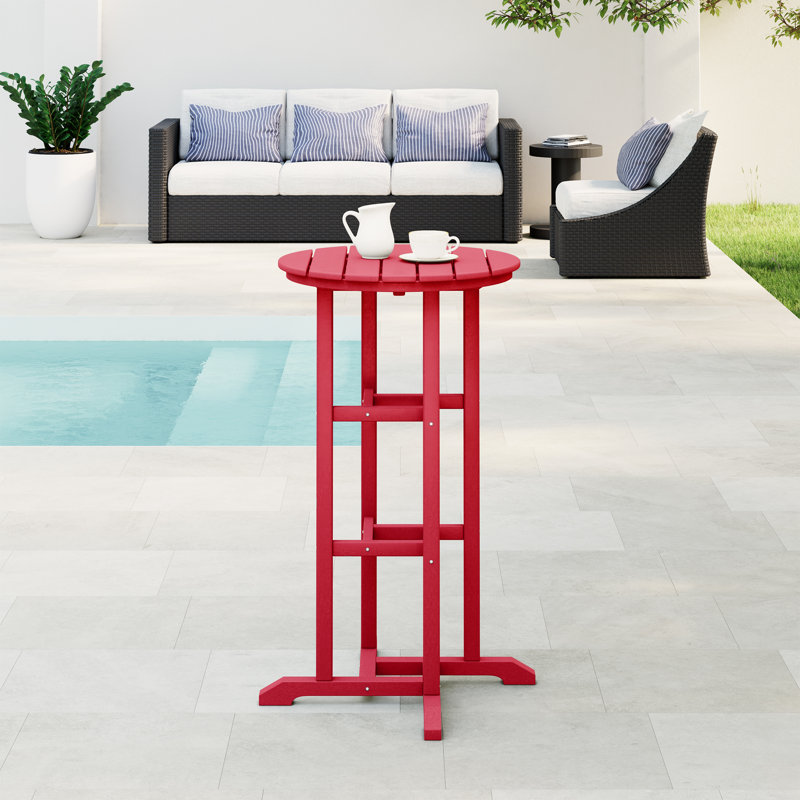 Laguna Round Outdoor Bar Table, Red,  42'' H X 24'' D X 24'' W