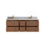 Meuble-lavabo double en teck flottant 60 po avec plateau en quartz Sonoma-121972638