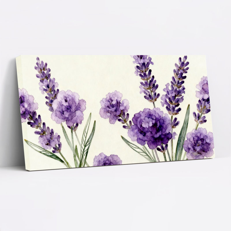 Ensemble de 1 tableau mural aquarelle florale lavande, H 20 po x l 40 po
