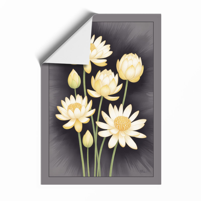 White Daisies Botanical - Framed Print, A1 - 84.1 x 59.4 cm, Unframed