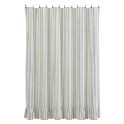 Nessrine Cotton Blend Striped Shower Curtain