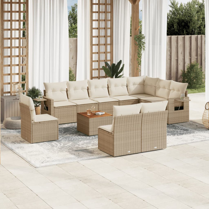 Grand canapé modulaire en rotin PE Vidaxl, Beige
