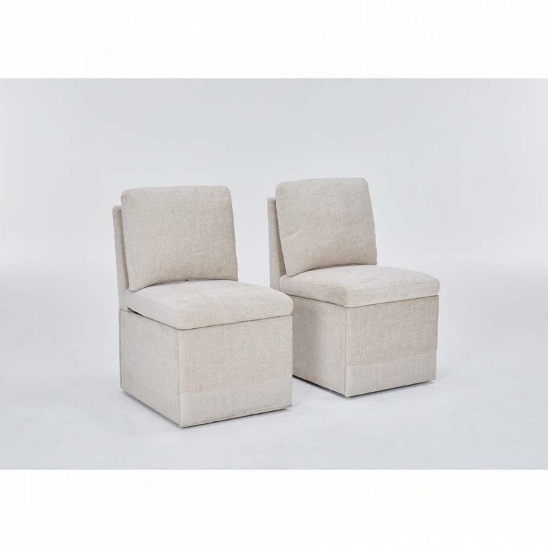 Chaise rembourrée en lin 25,6 po, Beige