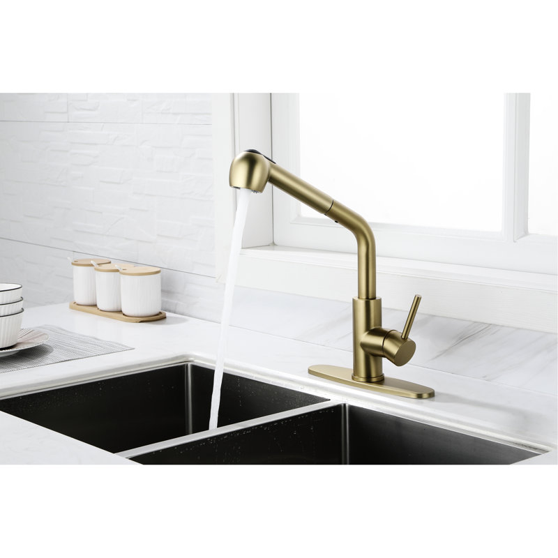 Spot Gold Stainless Steel Utility Sink Faucet With Single Pull-Out And Dual Spray, 360 Rotating Nozzle, Rust Surface, Convenient For Daily Watering Spray Function In Laundry, High Nozzle Rotation,