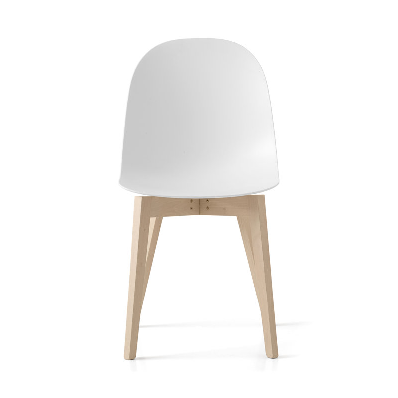 Academy Side Chair with Wooden Frame, Bleached, Matte Optic White