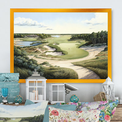 Parcours de golf en été - art encadré de golf