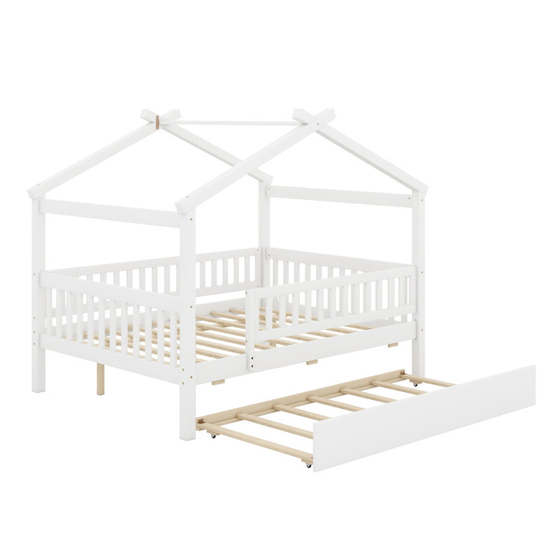 Lit en bois avec couchette, Blanc