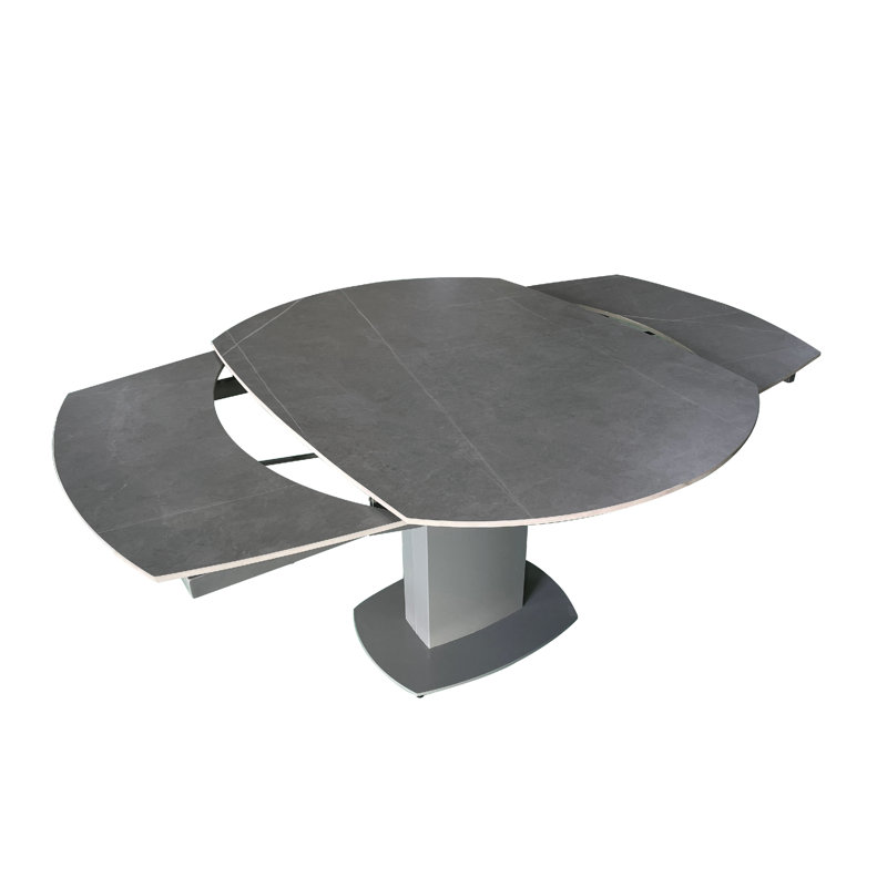 Boulemane 119-179Cm Grey Matte Ceramic Swivel Extending Dining Table