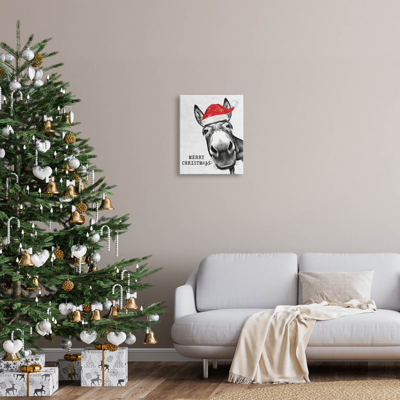 "Merry Christmass", art mural sur toile par une lettre et une ligne, H 20 po x l 16 po x P 1,5 po