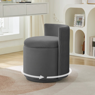 Fauteuil demi-tonneau pivotant rembourré avec rangement