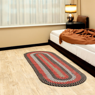Tapis noir / rouge en coton Farmhouse