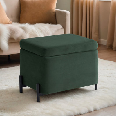 Delton 24" Wide Velvet Rectangular Storage Ottoman with Flip-Top Tray
